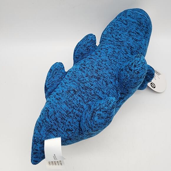 Toy Box Blue Triceratops Knit Dinosaur Plush 15" Embroidered Eyes Stuffed Animal - Picture 3 of 8